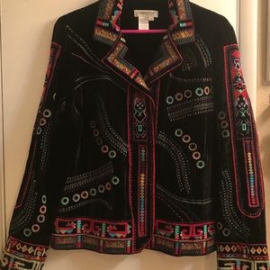 Coldwater Creek Velvet Embroidered Jacket